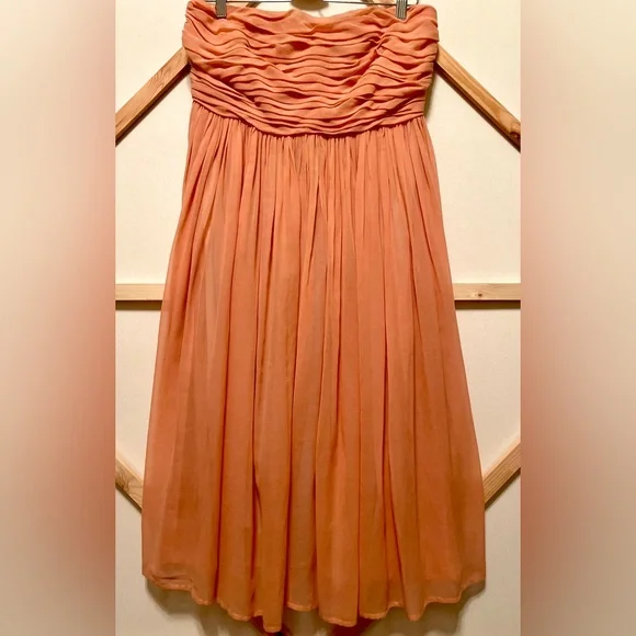 See By Chloe | Dresses | See By Chloe Pleated Peachy Strapless Cotton Silk  Midi Dress Sz 6 | Poshmark